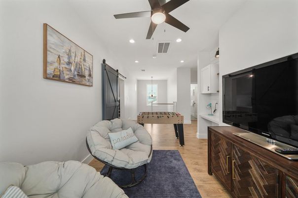 Interior, Kitchen, Recessed Lighting, Wood Texture Flooring