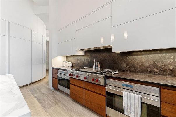 Interior, Kitchen, Pendant Lights, Stainless Steel Appliances, Wood Texture Flooring