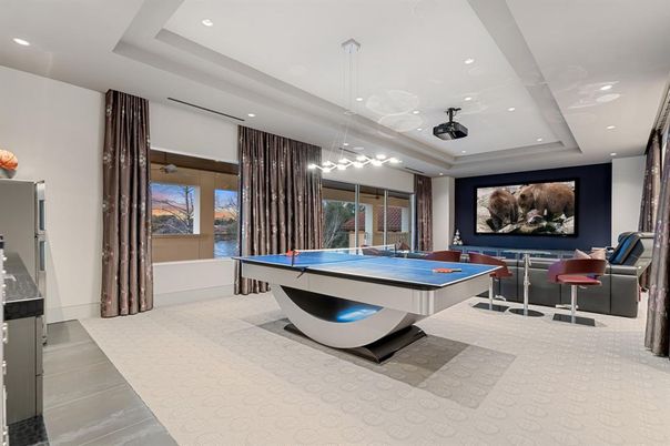 Billiard Table, Game Room, Interior, Pendant Lights, Recessed Lighting