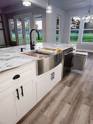 Interior, Kitchen, Pendant Lights, Wood Texture Flooring