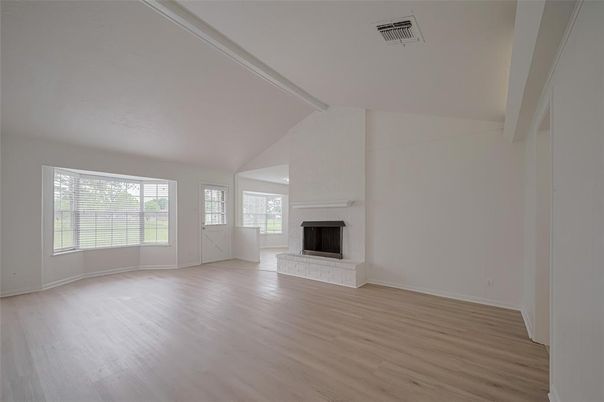 Empty room, Fireplace, Interior, Wood Texture Flooring