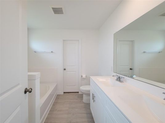 Bathroom, Dual Sink Vanities, Interior, Wood Texture Flooring