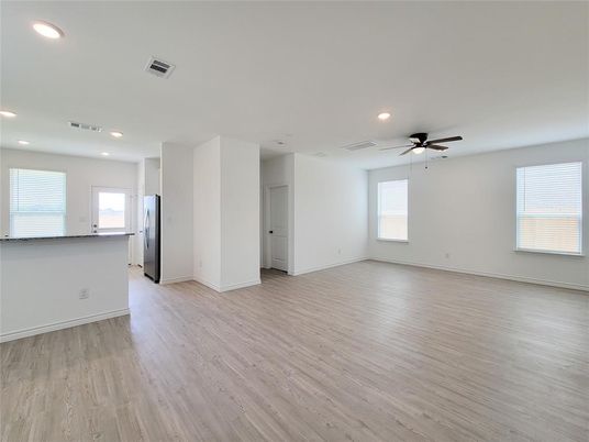 Empty room, Interior, Recessed Lighting, Wood Texture Flooring