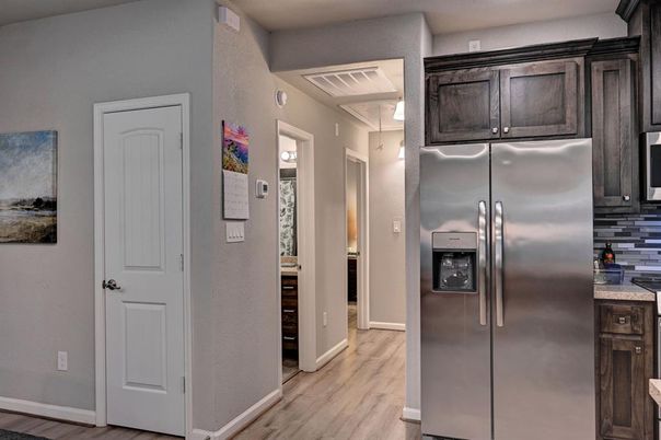 Interior, Kitchen, Stainless Steel Appliances, Wood Texture Flooring