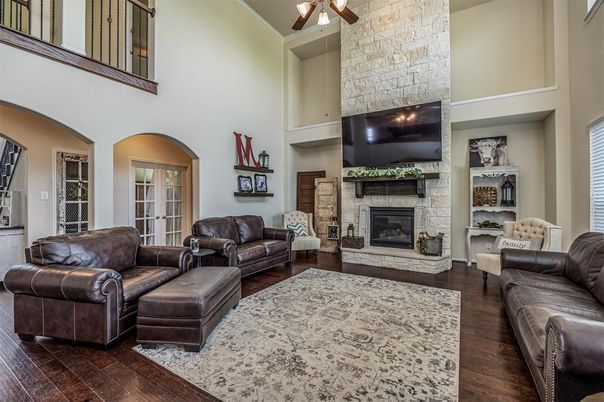 Fireplace, Interior, Living room, Stone Walls, Wood Texture Flooring