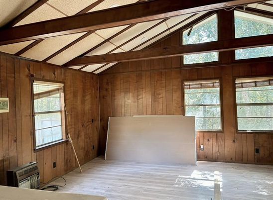 Empty room, Interior, Wooden Beams, Wood Texture Flooring, Wooden Walls