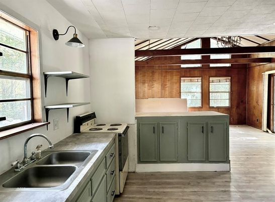 Interior, Kitchen, Wood Texture Flooring, Wooden Walls