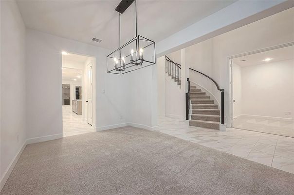 Empty room, Interior, Marble, Pendant Lights, Recessed Lighting