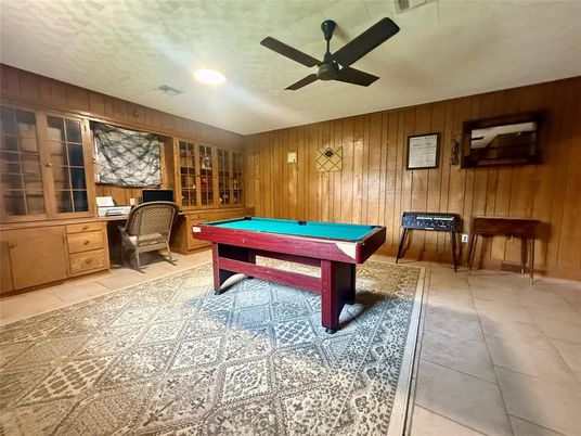 Billiard Table, Game Room, Home Office, Interior, Recessed Lighting, Wooden Walls