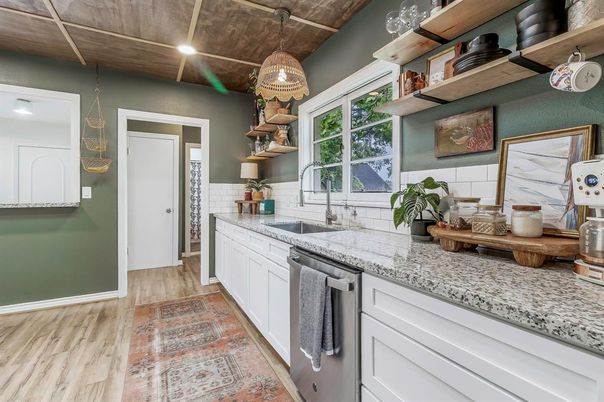 Interior, Kitchen, Pendant Lights, Recessed Lighting, Wooden Ceilings, Wood Texture Flooring