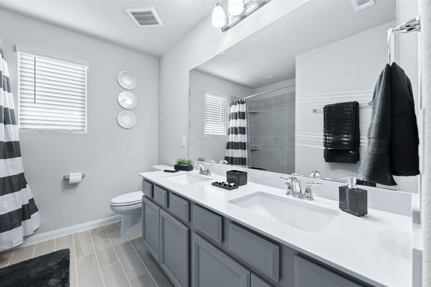 Bathroom, Dual Sink Vanities, Interior, Wood Texture Flooring