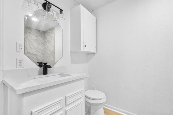 Bathroom, Interior, Marble Walls, Wood Texture Flooring
