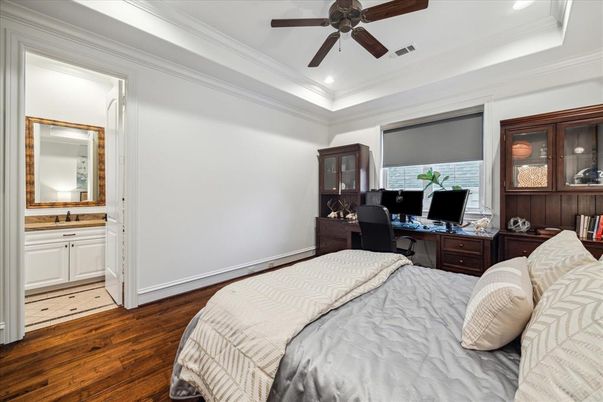 Bedroom, Home Office, Interior, Recessed Lighting, Wood Texture Flooring
