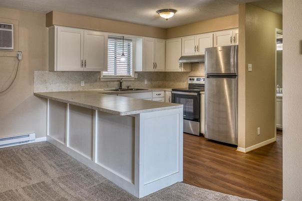 Interior, Kitchen, Stainless Steel Appliances, Wood Texture Flooring