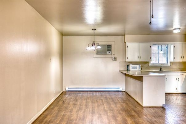 Interior, Kitchen, Pendant Lights, Wood Texture Flooring