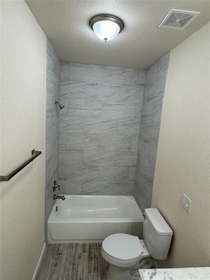 Bathroom, Interior, Marble Walls, Wood Texture Flooring