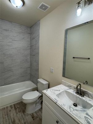 Bathroom, Interior, Marble Walls, Wood Texture Flooring