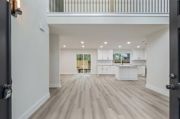 Interior, Kitchen, Recessed Lighting, Wood Texture Flooring