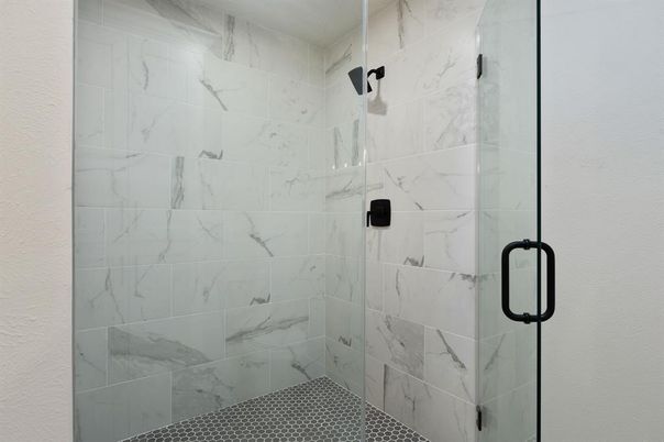Bathroom, Glass Shower, Interior, Marble Walls