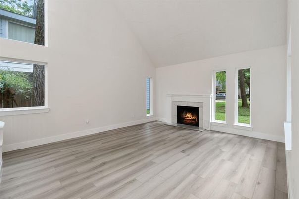 Empty room, Fireplace, Interior, Wood Texture Flooring