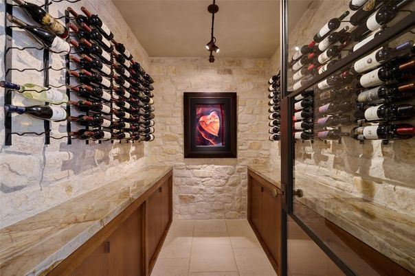 Interior, Pendant Lights, Stone Walls, Wine Storage