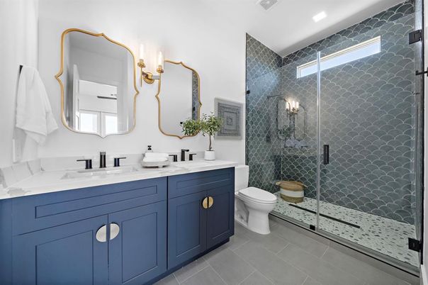 Bathroom, Dual Sink Vanities, Glass Shower, Interior, Recessed Lighting