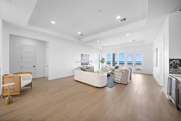 Interior, Living room, Recessed Lighting, Wood Texture Flooring