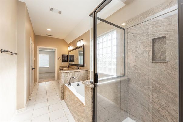 Bathroom, Glass Shower, Interior, Recessed Lighting