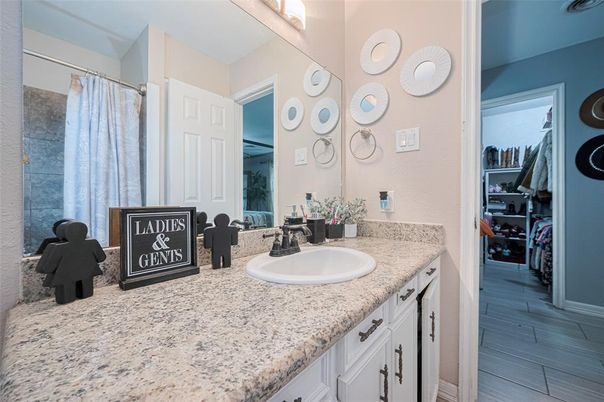 Bathroom, Dual Sink Vanities, Interior, Wood Texture Flooring