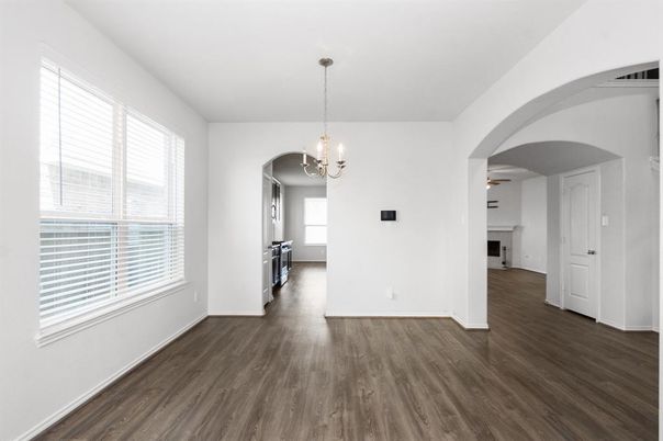 Chandelier, Empty room, Interior, Pendant Lights, Wood Texture Flooring