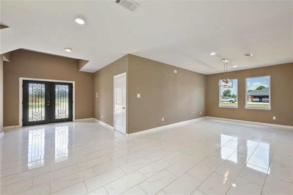 Empty room, Interior, Marble, Pendant Lights, Recessed Lighting
