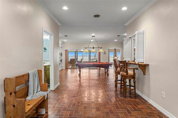 Billiard Table, Chandelier, Game Room, Interior, Pendant Lights, Recessed Lighting