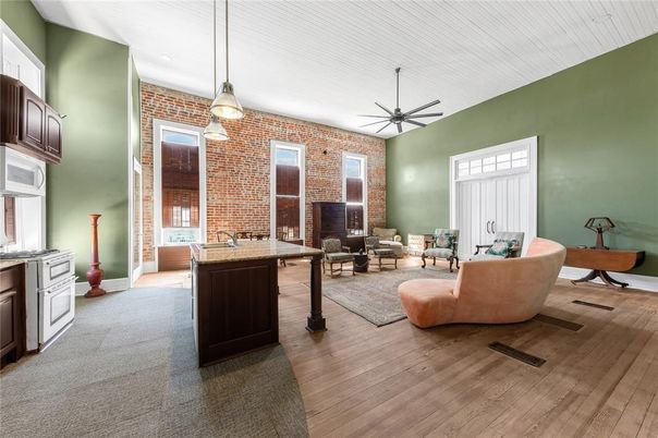 Interior, Living room, Pendant Lights, Stone Walls, Wood Texture Flooring