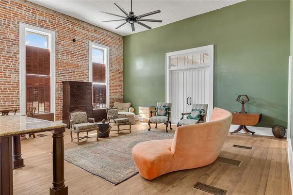 Interior, Living room, Stone Walls, Wood Texture Flooring
