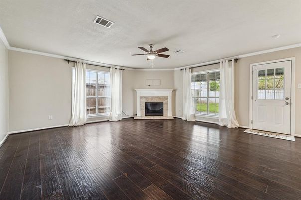 Empty room, Fireplace, Interior, Wood Texture Flooring