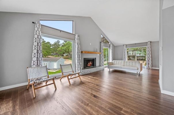 Fireplace, Interior, Wood Texture Flooring