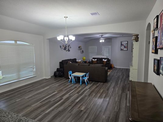 Chandelier, Interior, Living room, Wood Texture Flooring