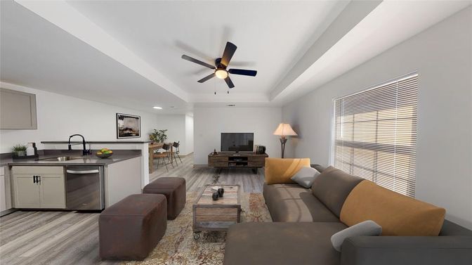 Interior, Living room, Recessed Lighting, Wood Texture Flooring