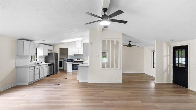 Interior, Kitchen, Stainless Steel Appliances, Wood Texture Flooring