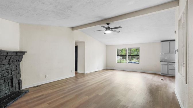 Empty room, Fireplace, Interior, Wood Texture Flooring