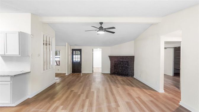 Empty room, Fireplace, Interior, Wood Texture Flooring