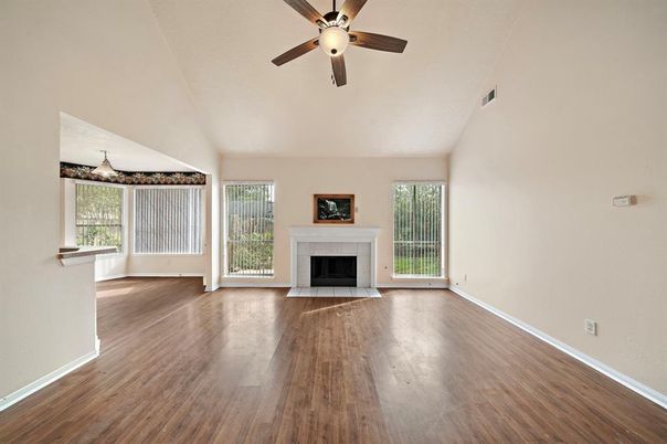 Empty room, Fireplace, Interior, Wood Texture Flooring