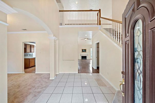 Fireplace, Interior, Recessed Lighting, Wood Texture Flooring