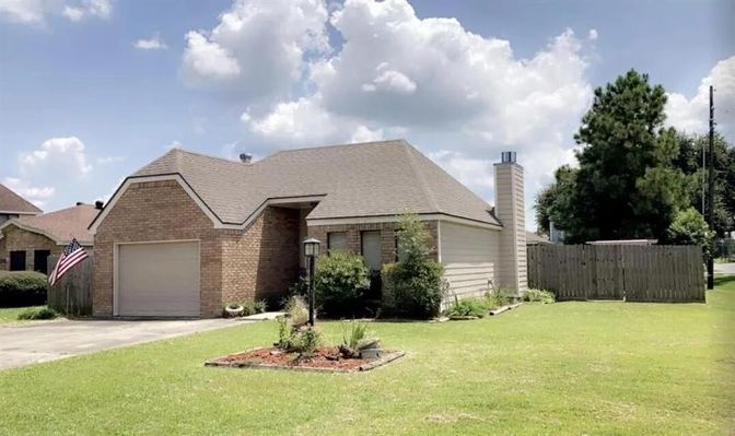 Attached, Backyard, Exterior, Facade, Brick Facade, French Provincial