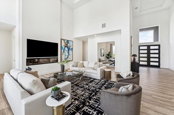 Interior, Living room, Recessed Lighting, Wood Texture Flooring