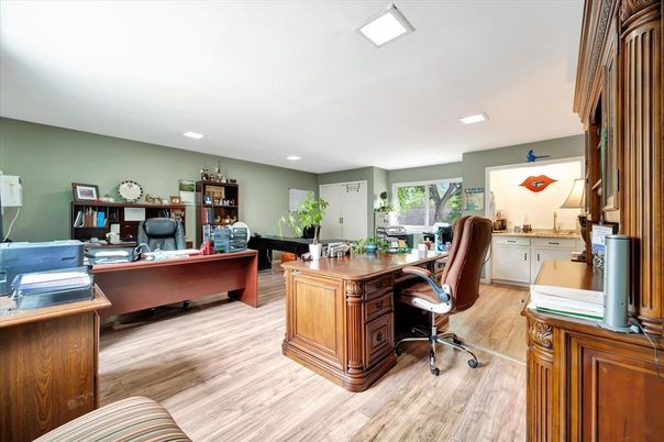 Home Office, Interior, Recessed Lighting, Wood Texture Flooring