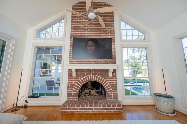 Fireplace, Interior, Stone Walls, Wood Texture Flooring