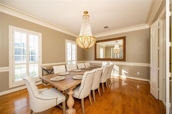 Chandelier, Dining room, Interior, Wood Texture Flooring