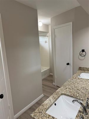 Bathroom, Dual Sink Vanities, Interior, Wood Texture Flooring