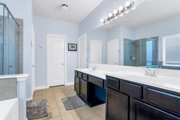 Bathroom, Dual Sink Vanities, Glass Shower, Interior
